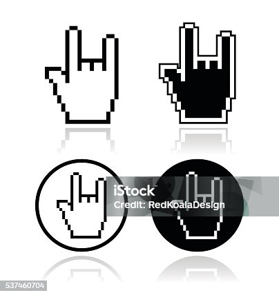 istock Pixel cursor icon hand - rock sign 537460704