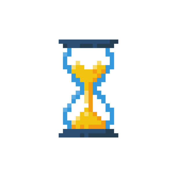 Pixel icon hourglass. Vector illustration pixel art design. vector art illustration