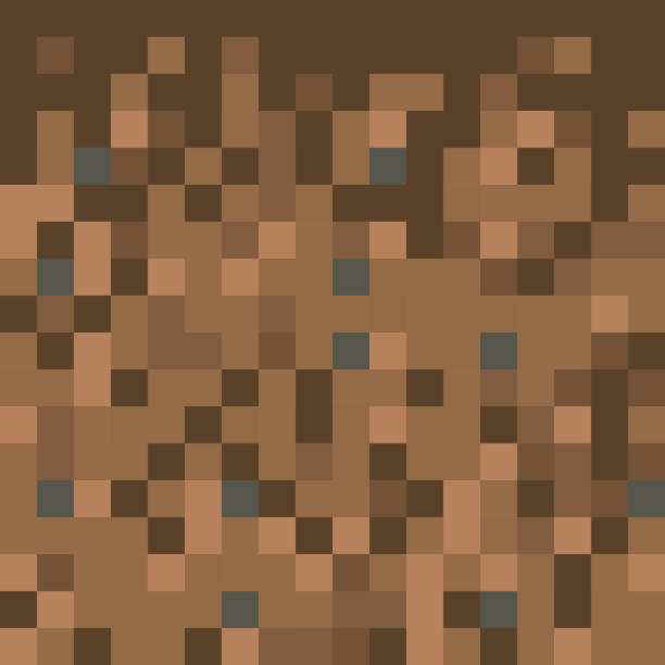 stockillustraties, clipart, cartoons en iconen met pixel minecraft style land background. concept of game ground pixelated horizontal seamless background. vector illustration - minecraft