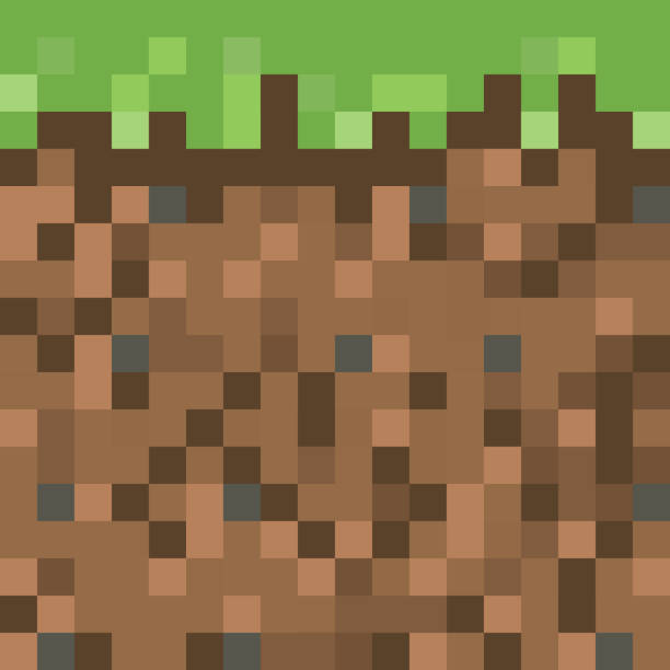 Pixel minecraft style land background. Concept of game ground pixelated horizontal seamless background. Vector illustration​​vectorkunst illustratie
