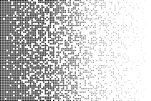 Pixel mosaic. Pixelated pattern, dispersion background. Business gradient, square flying. Halftone matrix, blocks falling vector texture. Illustration of pattern disintegrating transformation