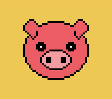 Pixel pig head