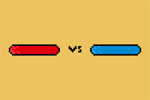 Pixel Versus red and blue illustration
