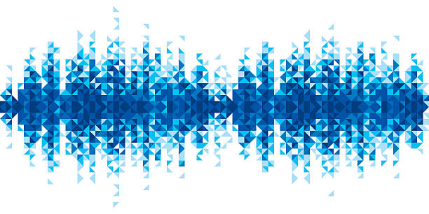 Pixelated blue sound wave against white background Sound Wave.eps10.0 electromagnetic stock illustrations