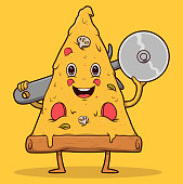 Conceptual illustration representing A cute pizza character