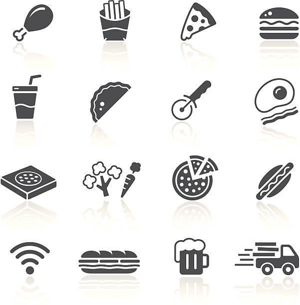 Pizza & Fast Food Restaurant Black icon set for your web or printing projects. sandwich icons stock illustrations