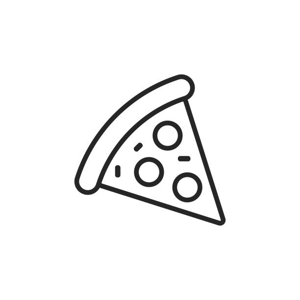 illustrations, cliparts, dessins animés et icônes de icône de ligne de pizza. accident vasculaire cérébral modifiable. pixel parfait. pour mobile et web. - pizza
