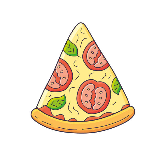 Pizza Margarita slice Pizza Margarita slice isolated cartoon vector margherita stock illustrations