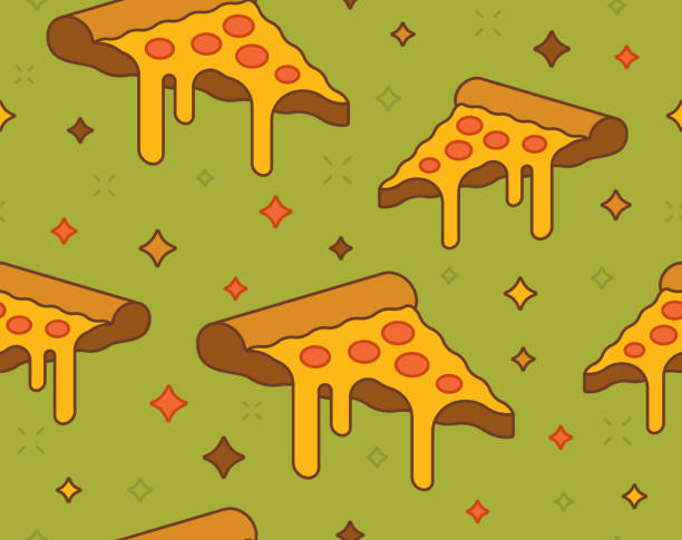 Pizza Seamless Food Background Seamless pizza food background. cheese backgrounds stock illustrations