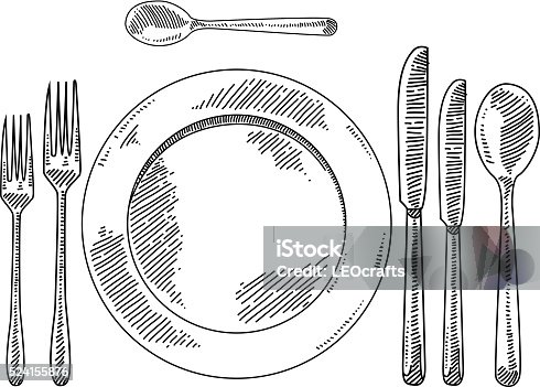 istock Place setting Drawing 524155876