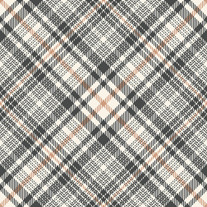 Plaid pattern tweed check vector in grey and beige. Seamless abstract tartan plaid background graphic for skirt, blanket, throw, other modern spring autumn winter everyday fashion textile print.