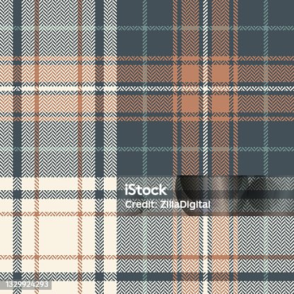 istock Plaid pattern vector in grey, beige, brown. Seamless herringbone tartan check graphic for flannel shirt, scarf, blanket, duvet cover, other modern spring summer autumn winter fashion textile print. 1329924293