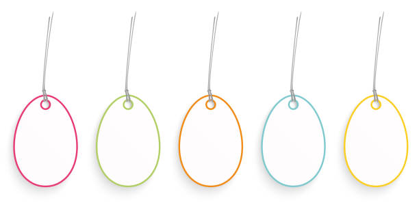 plain easter eggs hang tags eps vector illustration of plain and simple easter egg hang tags with different colors for easter time greetings easter sunday stock illustrations