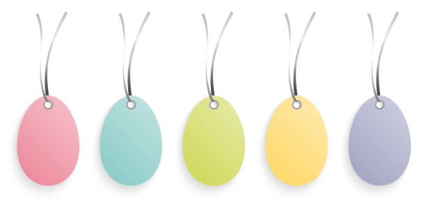 plain easter eggs hang tags eps vector illustration of plain and simple easter egg hang tags with different colors for easter time greetings easter sunday stock illustrations