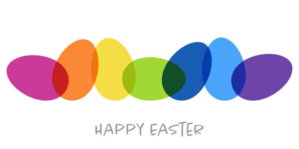 plain painted easter eggs with greetings eps vector illustration of plain and simple painted easter eggs with different colors and easter time greetings easter sunday stock illustrations