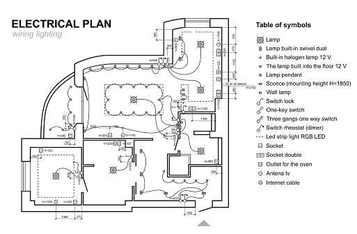 Plan Wiring Lighting Electrical Schematic Interior Set Of