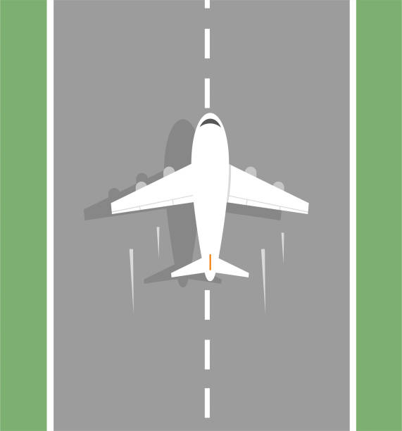 離陸する飛行機  - 滑走路点のイラスト素材／クリップアート素材／マンガ素材／アイコン素材