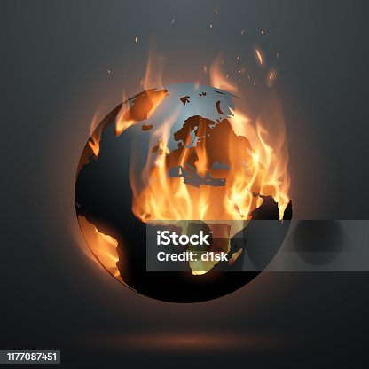 istock Planet Earth with flame inside 1177087451