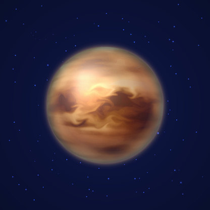 Planet venus background night sky cartoon style