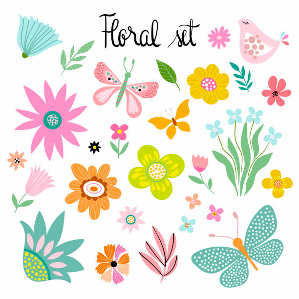 bildbanksillustrationer, clip art samt tecknat material och ikoner med växter och blommor samling - spring flowers