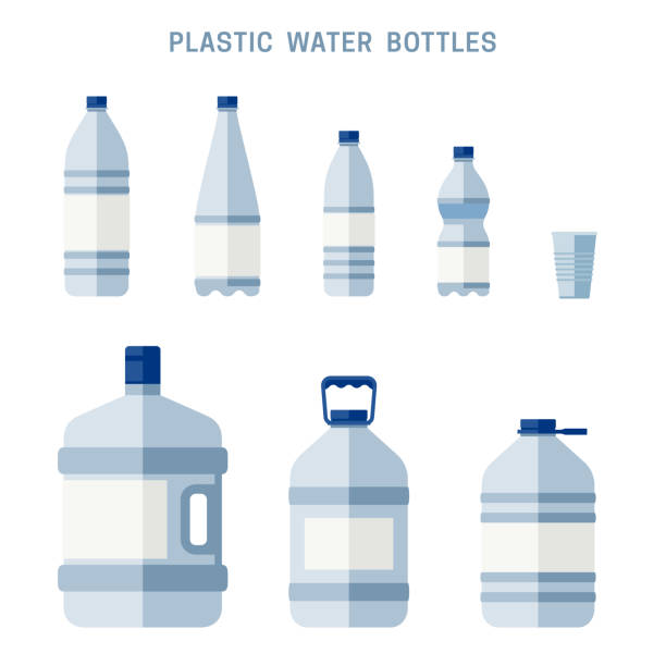 ilustrações, clipart, desenhos animados e ícones de recipientes plásticos para água potável. - social media