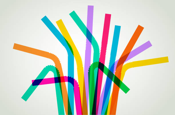 Plastic Drinking Straws Overlapping silhouettes of plastic drinking straws suggesting an environmental issue. Best in RGB colors. straw stock illustrations