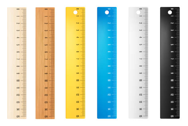 Plastic vector rulers Colored plastic and wooden rulers. Vector objects ruler stock illustrations