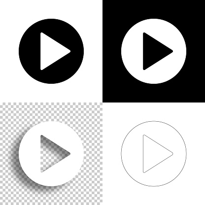 Play button. Icon for design. Blank, white and black backgrounds - Line icon