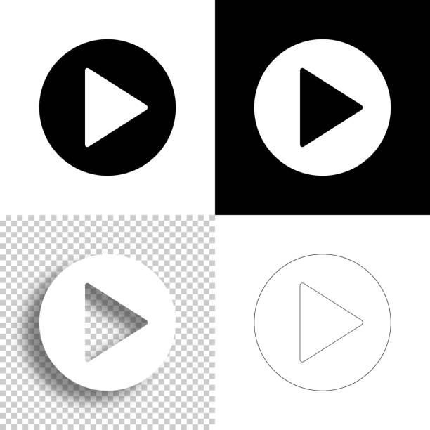 Play button. Icon for design. Blank, white and black backgrounds - Line icon Icon of "Play button" for your own design. Four icons with editable stroke included in the bundle: - One black icon on a white background. - One blank icon on a black background. - One white icon with shadow on a blank background (for easy change background or texture). - One line icon with only a thin black outline (in a line art style). The layers are named to facilitate your customization. Vector Illustration (EPS10, well layered and grouped). Easy to edit, manipulate, resize or colorize. And Jpeg file of different sizes. play button illustrations stock illustrations