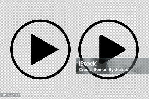 istock Play button icon social media sign isolated on transparent background. For websiter or application. 1145802147