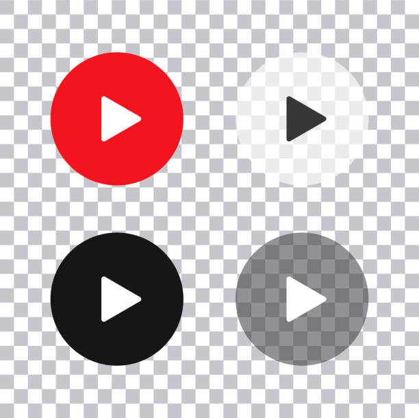 Play Button Icon Circle Play buttons:  Transparent, Red, Black, White. play button illustrations stock illustrations