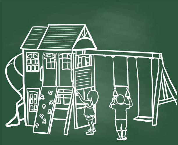遊ぶ 幼稚園の黒板で構造 - ジャングルジム点のイラスト素材／クリップアート素材／マンガ素材／アイコン素材