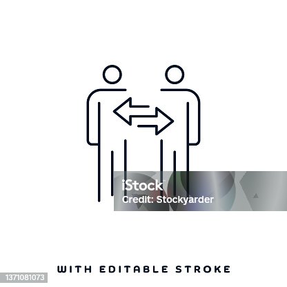 istock Player Substitution Line Icon Design 1371081073