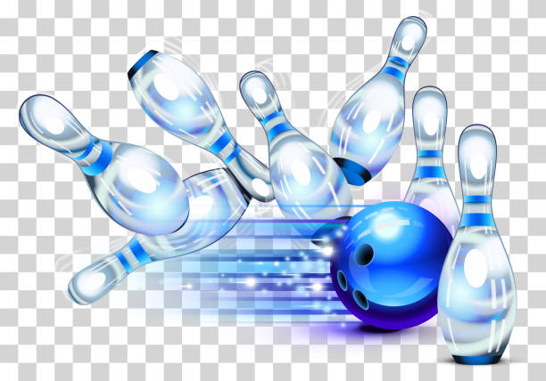Playing a blue bowling Game vector art illustration