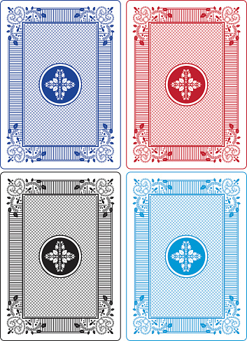 Playing Card Backs Set of Four Different Colors