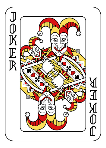 Playing Card Joker Red Yellow and Black