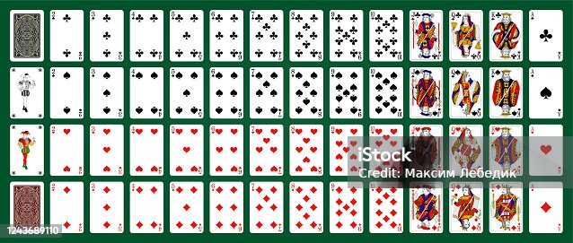 istock Playing cards of Hearts on a white background. Vector illustration.  Original design. 1243689110