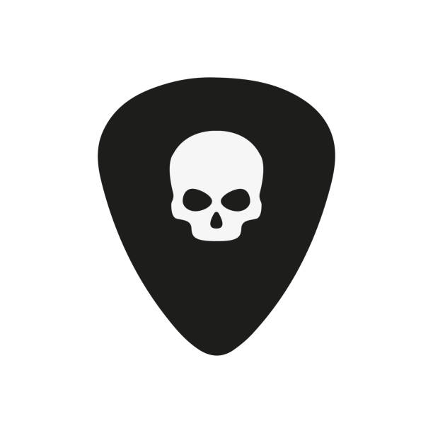 plectrum with skull in flat on white background plectrum with skull in flat style on white background image stock illustrations