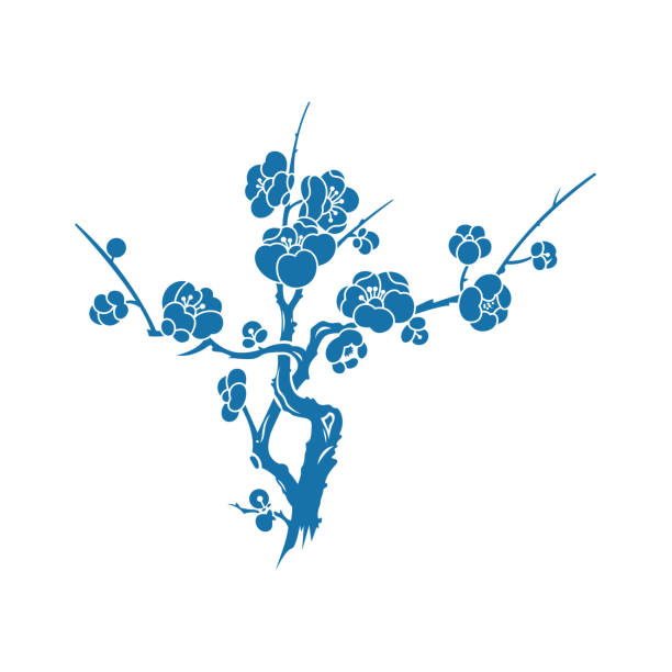 梅の花(中国製紙カットパターン) - 桃の花点のイラスト素材／クリップアート素材／マンガ素材／アイコン素材