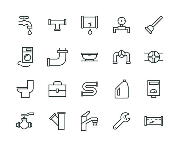 ilustrações de stock, clip art, desenhos animados e ícones de plumber icon set - tap