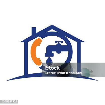 istock Plumber service call vector logo design. 1365554729