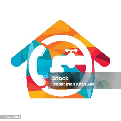 istock Plumber service call vector logo design. 1365773003