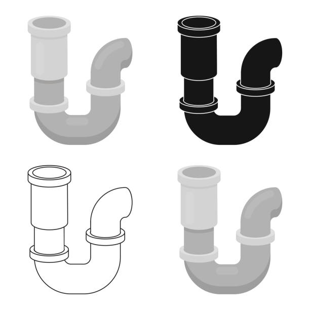 Plumbing trap icon in cartoon style isolated on white background. Plumbing symbol stock web vector illustration. Plumbing trap icon in cartoon style isolated on white background. Plumbing symbol stock vector illustration. siphon stock illustrations