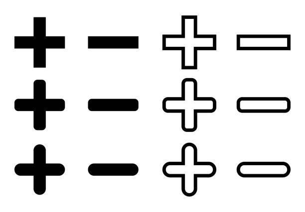 plus und minus-symbole gesetzt. vektor - plus minus stock-grafiken, -clipart, -cartoons und -symbole