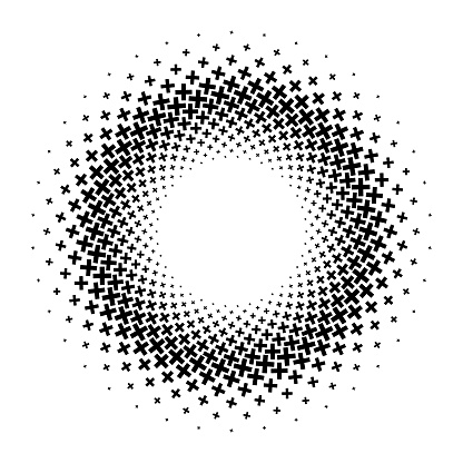 Plus shapes in circular pattern, radial  dependent size