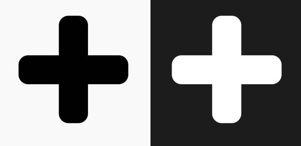 Plus Sign Icon on Black and White Vector Backgrounds Plus Sign Icon on Black and White Vector Backgrounds. This vector illustration includes two variations of the icon one in black on a light background on the left and another version in white on a dark background positioned on the right. The vector icon is simple yet elegant and can be used in a variety of ways including website or mobile application icon. This royalty free image is 100% vector based and all design elements can be scaled to any size. plus sign stock illustrations
