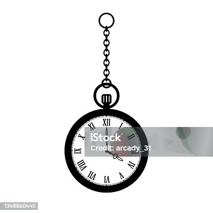 istock Pocket watch with chain vector icon 1348860445