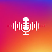 istock Podcast concept. Thin line icon. Abstract icon. Abstract gradient background. Modern sound wave equalizer. Vector illustration. 1283532997