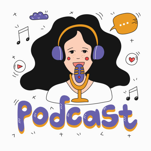 Podcast Concept Vector Illustration Podcast Concept Vector Illustration radio broadcasting illustrations stock illustrations