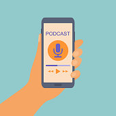 istock Podcast Concept With Microphone Icon On Mobile Phone Screen 1398294962